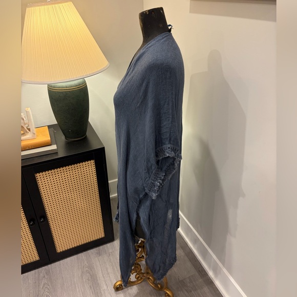 NWT Vince Camuto BlueGray Tassel Fringe Swim Cover-up OS Kimono Beach Pool Party - Picture 4 of 9